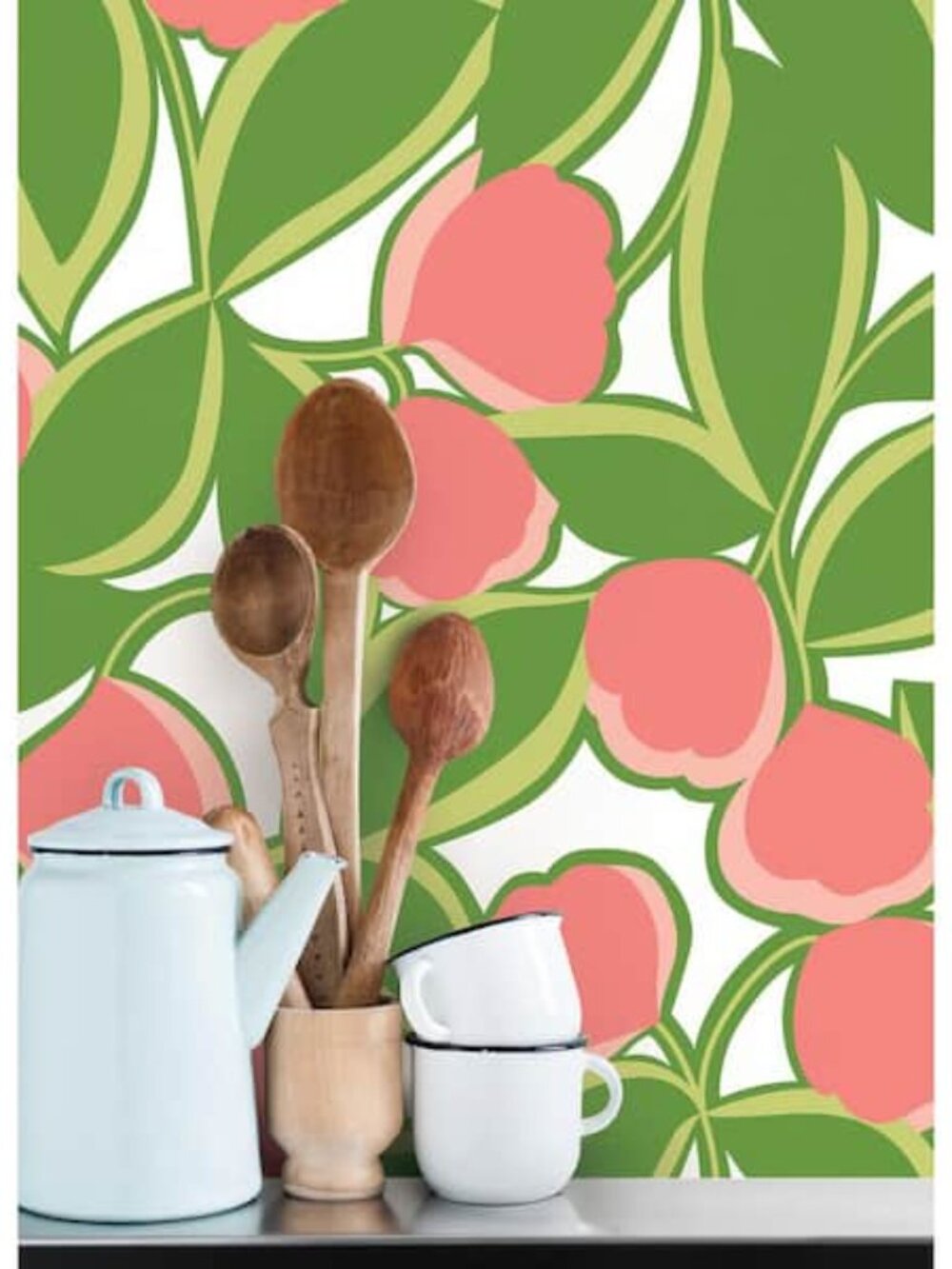 NEW NuWallpaper x Megan Carter Talia Green Peel and Stick Green Peach Wallpaper - Picture 6 of 9